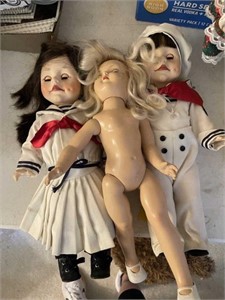 Cabbage Patch, Sailor Dolls, & 1 Vintage Doll