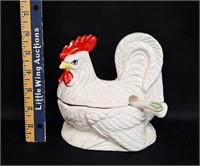 Kitchen Rooster-Ceramic Covered Dish & Spoon
