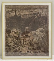 (Z) Print of Old City Landscape.( Appr 19 x 22")