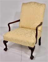 Chippendale arm chair, ball and claw foot, gold