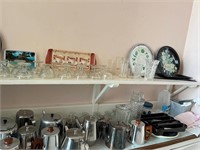 Collection of Kettles, Cutlery, Trays, Glass