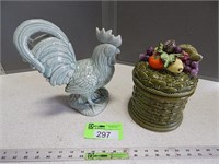 Rooster figurine; ceramic canister