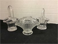 Three Glass Baskets, No Damage