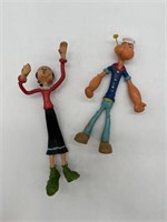 Vintage 1978 Popeye and Olive Oyl Bendable's