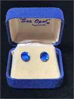 Sea Opal moonstone Anzac earrings