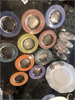10 Small Plates, 7 Crystal Salt & Pepper