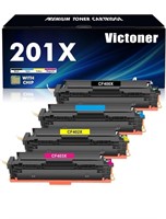 (New) (4 pack) 201X Toner Cartridges 4 Pack: