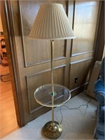 Brass and glass table floor lamp measures 57