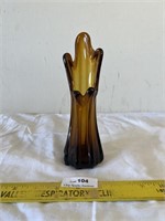 Beautiful 8" Amber Swung Glass Vase