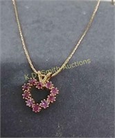 14KT Gold & Ruby Heart Pendant & Necklace
