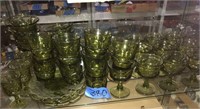 42 Pieces Of Green Glassware