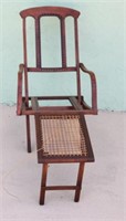 EARLY 20TH C. OAK DECK CHAIR, CARVED BACK, SEAT