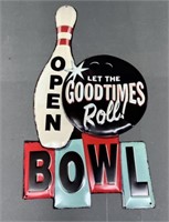 19" Bowling Metal Sign