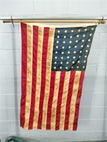 Vintage Sewn Cotton American Flag W Applied Stars