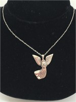 1" Sterling Angel Pendant with Chain
