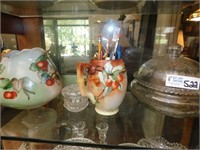 Antique Glassware and Other Mixed Shelf Lot