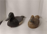 2 Hand Carved Wood Duck Decoys  U7A