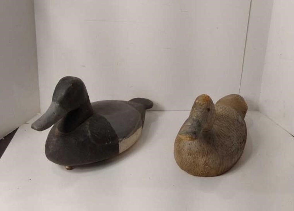 2 Hand Carved Wood Duck Decoys  U7A