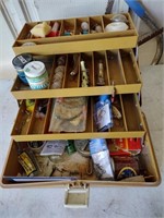 YELLOW FISHING BOX WITH CONTENTS