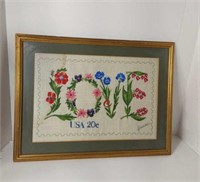 1973 Love Stamp Needlepoint Done By Jean '83 U15E