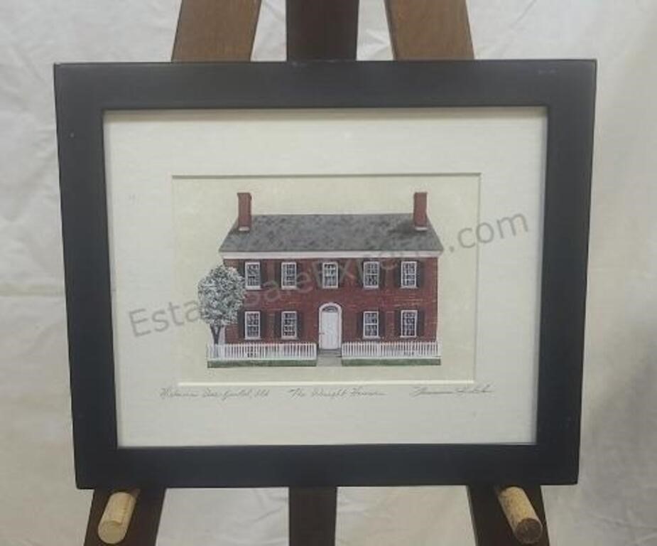 Framed art print. "The Wright House". 11½×9½.