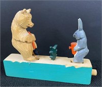 Vtg USSR Wooden Bear/Bunny Toy