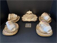 Royal Albert Crown China Gold & Flowers Tea Set