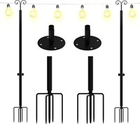 String Light Poles for Outside - 2 Pack 10 ft