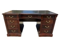 HEKMAN SOLID MAHOGANY FLAME FRONT LEATHER TOP DESK
