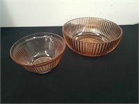 Two depression glass bowls