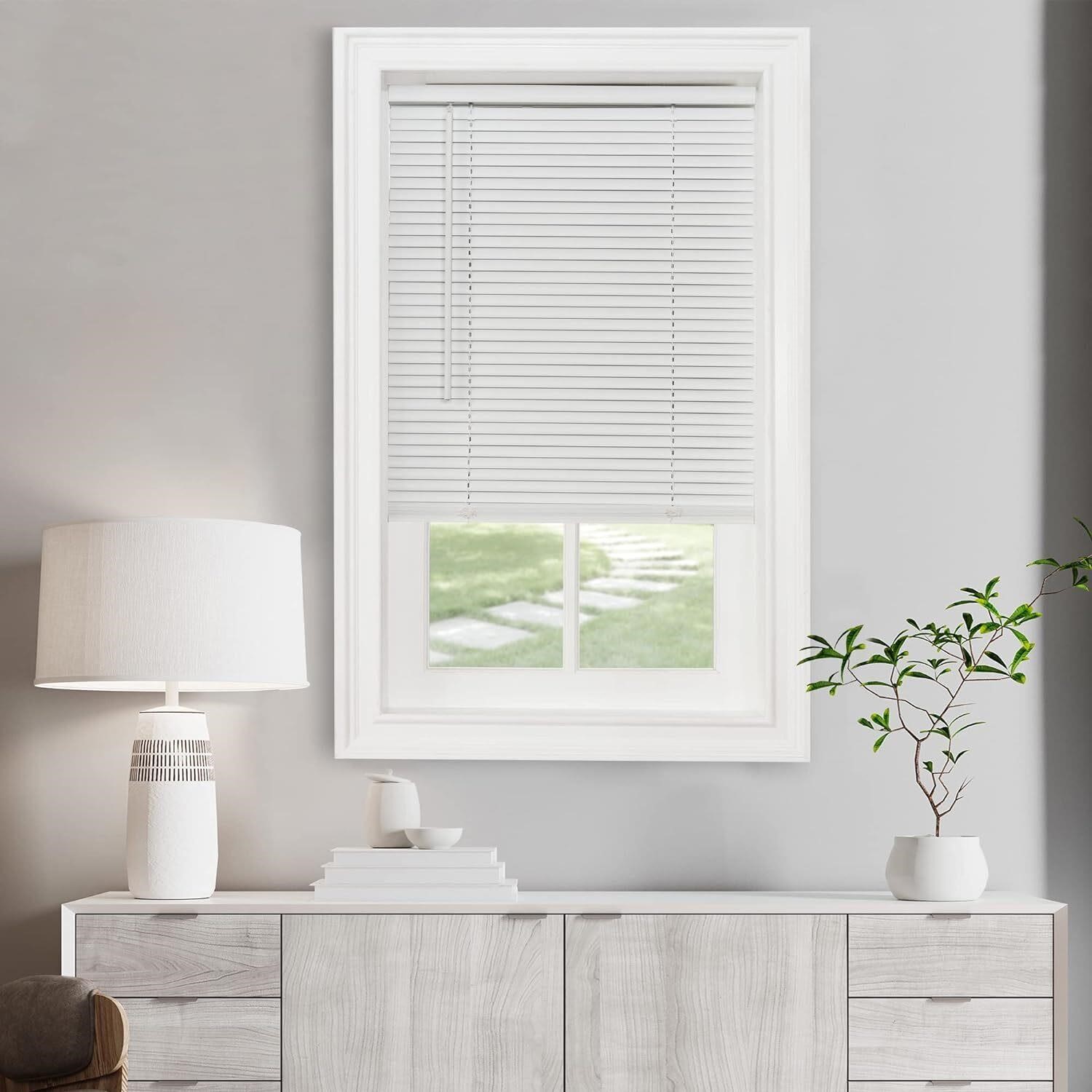 Cordless Mini Blind  43 x 68 in  Pearl White