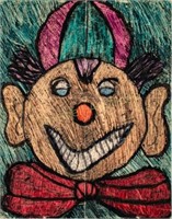 "Clown" crayon sketch attributed to Le Corbusier