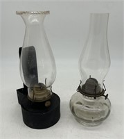 (2) Antique Hurricane Oil Lamps