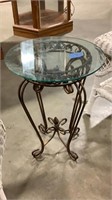 Small metal and glass table 20” tall