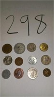 12 FOREIGN COINS