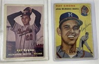 (2) Ray Crone Autographed Topps 1954 & 1957