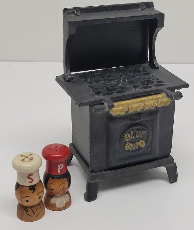 Cast Iron Cookstove Music Box & Old Time Wood