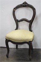 Antique Balloon Back Carved Wood Dining Chair