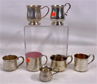 7 Sterling baby cups, "Bart" on one, 443g
