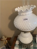 MILK GLASS LAMP W/ METAL BASE