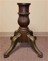Antique Table Pedestal with Cast Brass Claw Feet