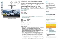 B2958  Gooseneck Ball Adapter Hitch 2085295 Chrome