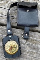 Map Reading Compass in Leather Pouch