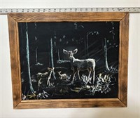 Painting w/Deer & Handcrafted Frame