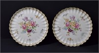 2 Pc Vintage Crown Staffordshire Bouquet Plates