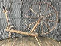 Large Antique John Holmes Wooden Spinning Wheel