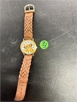 Timex Simba Watch, Works, new battery, leather ban