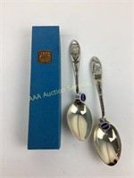 (2) Sterling souvenir spoons 45 grams