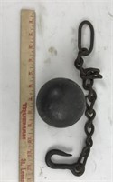Vintage Canon Ball / Hook and Chain
