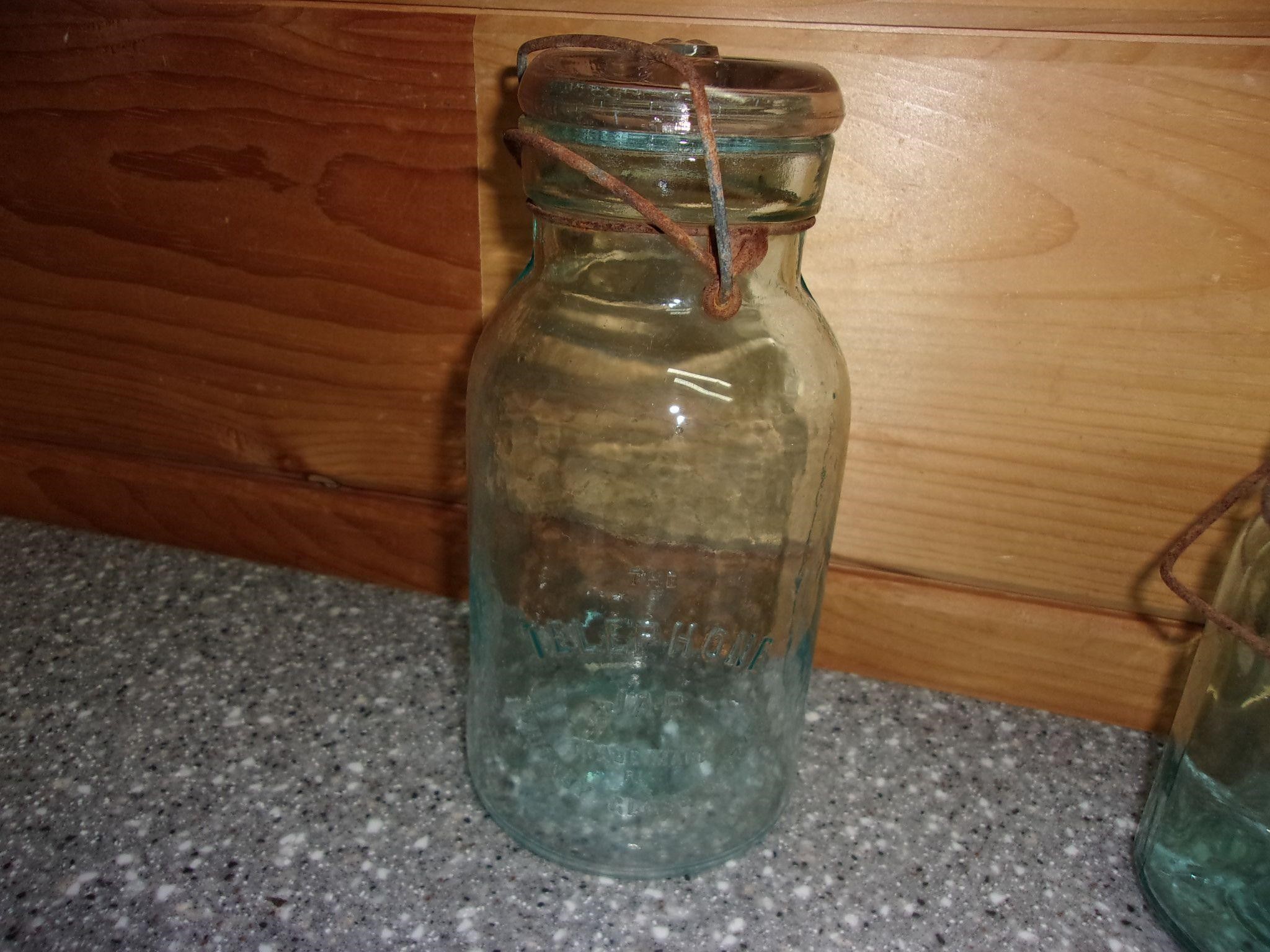 nice quart size canning jar telephone jar